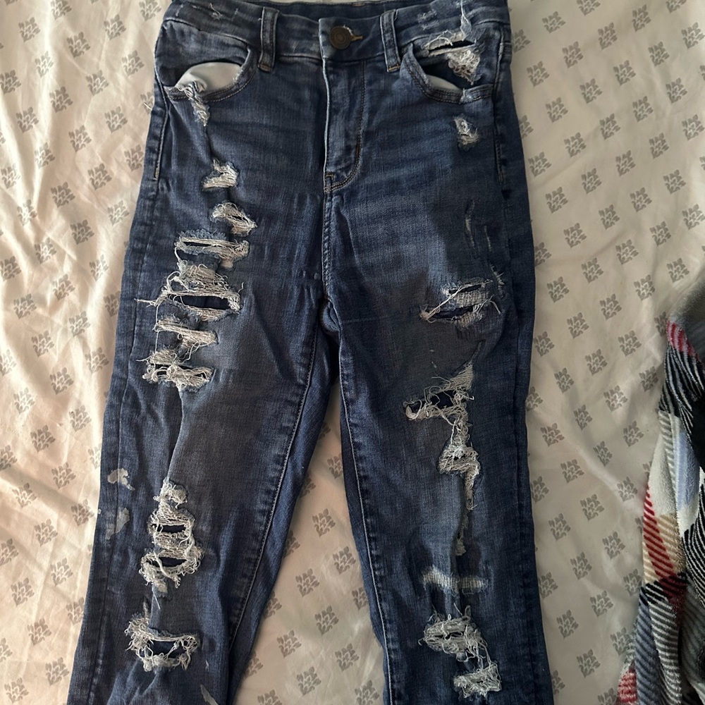 Distressed Blue Jeans